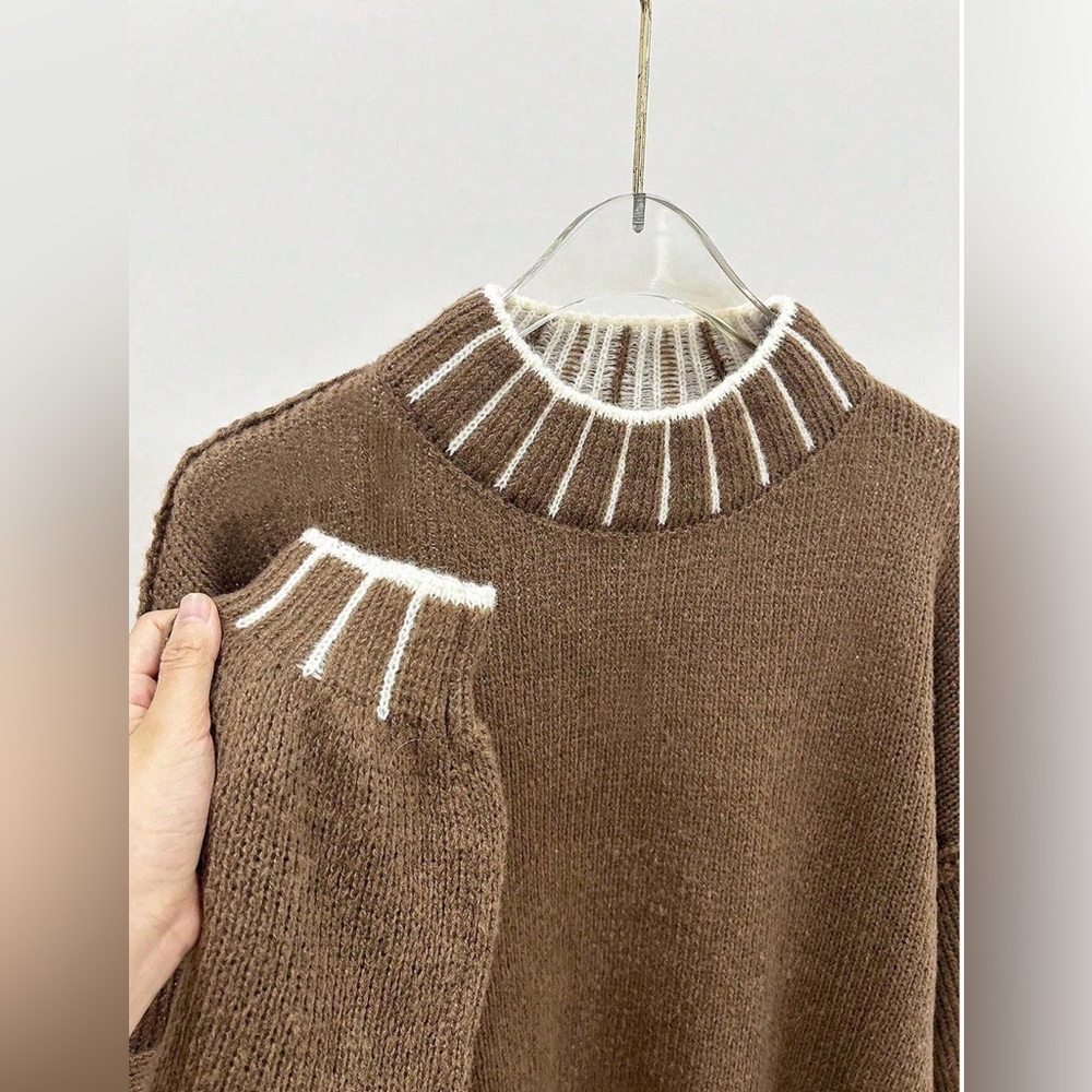 Oversized Drop Shoulder Long Sleeve Round Neck Casual Sweater - Picture 8 of 10
